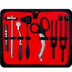 DEXSUR Diagnostics Kit - Percussion Taylor Reflex Hammer + C 128 & C 512 Tuning Forks + Bandage Scissors + Pupil Gauge Pen Light + Buck Hammer + Pin Wheel in Carrying Case - 8 Pieces Set - Full Black