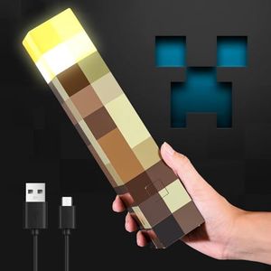 FUC Pixels Brownstone Torch Light for Mounts to The Wall or Hand Held USB Rechargeable Upgrade Slow Fade Function 11-Inch LED Torch Room Decoration Perfect for Gamers Costume Cosplay Role Play