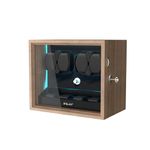 XTELARY Watch Winder for 4 Automatic Watches, Lockable Automatic Winders with Extra 4 Watch Storages, 4 Rotation Modes, Flexible Watch Pillows, Quiet Mabuchi Motor and Blue Backlight, Wood Color