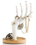 Suck UK Jewellery Organiser | Skeleton Ring Holder Hand For Gothic Bedroom Decor | Halloween Jewellery Stand Or Necklace Stand | Spooky Trinket Dish Desk Tidy & Earring Storage Gifts For Women | White