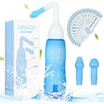 URAQT Neti Pot, Nasal Rinse Kit Nose Wash Cleaner, 240ml Sinus Rinse Bottle with 40 Nasal Wash Salt Packets, Pressure Rinse Nasal Irrigation for Adult and Kid Nasal Douche Sinus Relief, BPA Free