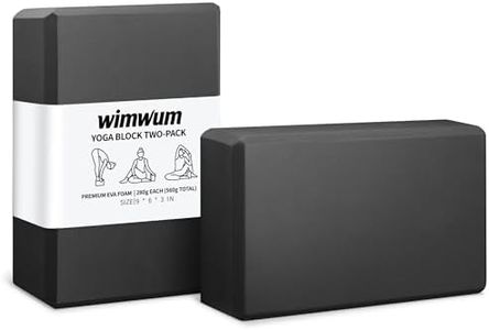 Wimwum High Density EVA Yoga Blocks 2 Pack, 280g Pro-Level Exercise Brick (46-50 Shore C Firmness), Odor-Free & Non-Slip Foam Props for Yoga, Pilates & Stretching, black