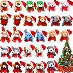 28 Pieces 3 Inches Christmas Stuffed Animal Toys Small Animal Plush Key Chain Plush Animal Toy Set for Christmas Tree Decorations, Stocking Stuffing, Party Gifts (Mixed Style)