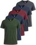 Real Essentials Athletic V Neck Tshirt Shirts T-Shirts Men Quick Dry Fit Tops Dri Fit Short Sleeve Active Wear Training Exercise Fitness Workout Shirt Tee Tees Gym Sports Top, Set 11, XL, Pack of 5