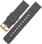 BARTON WATCH BANDS 20mm Smoke Grey Soft Silicone Quick Release - Gold Buckle