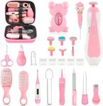 Baby Healthcare and Grooming Kit, 26 in 1 Portable Baby Safety Care Set with Hair Brush Comb Nasal Aspirator Electric Nail Trimmer Set Baby Essentials kit for Newborn Boys Girls (Pink)