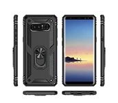 FirstChoice Robot Hard Ring Case, Ring Holder [Military Grade] Protective Silicone TPU Shockproof Tough Armour Hard Phone Cover for Samsung Galaxy Note8 / Samsung Galaxy Note 8 - Black