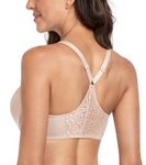 Lemorosy Women's Front Closure Bra Flower Lace T-Back Unpadded Plus Size Everyday Underwire(Beige,40D)