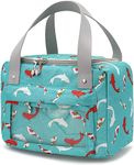 House of Quirk Insulated Reusable Lunch Bag Tote Bag for Three-Layer Thick Fabric Women Lunch Bag for School Picnic Office Outdoor Gym (Green Dolphin)