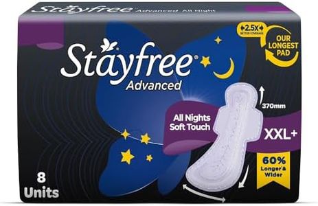 Stayfree Advanced XXL+ Ultra Thin Sanitary Pads for Women | 8 Soft Cotton Pads for All Night Ultra Comfort | Absorbs 2x More with Wider Back | Prevent Rashes | Odour Control