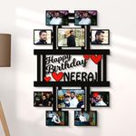 VPRINT QUALITY Happy Birthday Portrait 10 Photos Personalized Frame | Customized Frames for Birthday | Personalized Gift for Birthday | Photo Frame Customised Gift | (Size 12x18 in/Wooden)