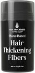 Hair Fibers for Thinning Hair for Women & Men - Plant Based Hair Fibers To Cover Up Bald Spots - Instant Hair Filler, Hair Building Fiber - Non Itchy Hair Powder - Easy Wash Hair Fiber (Black)