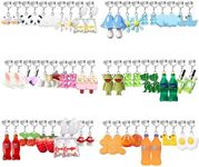 EIELO 30 Pairs Clip On Weird Funny Earrings for Women Cute Aesthetic Non Pierced Dangle Drop Earrings Set, Cubic Zirconia