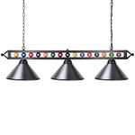 Wellmet 3 Light Billiard Pool Table Lights, 59" Pool Table Lighting for 7'-8' Table, Modern Kitchen Island Pendant Light with Matte Metal Shade, Billiard Light Fixture for Pool Table, Game Room