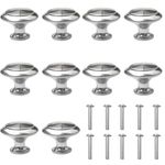 10 Packs Drawer Knobs, Cabinet Door Knobs Wardrobe Knobs Handle Cupboard Door Knobs with Screw for Drawer Cabinet Cupboard Wardrobe- Alloy & Stainless Steel(20 * 29.5mm)