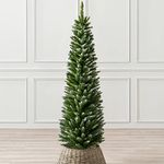 CHRISTOW Frosted Pencil Christmas Tree 5ft, Artificial Slim Snowy Spruce, Indoor Home Xmas Decoration, Natural Looking Dual Tone PVC Needles, Easy Assembly with Stand (tree skirt not included)