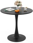 Giantex Round Dining Table, 80 cm Tulip Table with Anti-Slip PP Ring, All-Metal Pedestal Table, Modern Bistro Table for Dining Room, Living Room & Kitchen, Black