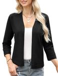 Aottori Black Cardigans for Women UK Lightweight Knitted Cardigan Ladies 3/4 Sleeve Short Bolero Shrug Tops for Dress Evening Wedding Black XL