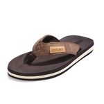 FITORY Men's Comfy Flip Flops Beach/Pool Thongs Sandals Lightweight Summer Shoes Brown Size 7