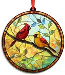 FLAGWIX Cardinal Gifts for Women, Men, Christmas Ornaments 2024 - Christmas Suncatcher Cardinal Home Decor, Sympathy, Memorial Gift Ideas - Christmas Decorations Suncatcher Ornaments