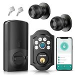 Smart Deadbolt Door Lock Set: Hornbill Keyless Entry Door Knobs with Fingerprint Electronic Digital Bluetooth Door Lock with Keypad Code App Alexa Auto Lock for House Apartment Black