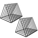 EASEPRES 9 Slot Mesh Magazine Rack Book Record Holder, Desktop Iron Storage Rack Bookshelf Multifunction Triangle Wire File Organizer Sorter for Decor Home Office, Black Pack of 2