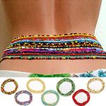 ELABEST African Waist Beads Chain Layered Belly Body Chain Beach 7Pack Waist Jewelry Body Accessories for Women, 31.4 Inch (Pack of 7), Glass