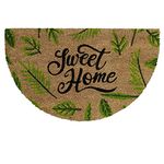 HOKIPO Large 45x75 cm Natural Coconut Coir Mat for Entrance with PVC Backing, SWEET HOME (NEWIN306-GRN)