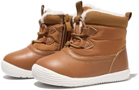 Newsonet Baby Winter Snow Boots Boys Girls Cold Weather Outdoor Non-Slip Faux Fur Shoes Brown Size 12-18 Months Toddler