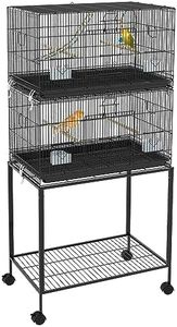 PawHut Gabbia per Uccelli in Acciaio e PP, Design Impilato con Posatoi, Altalene e Scalette, 77x46x164 cm, Nero