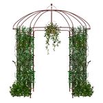 HAPPYGRILL Birdcage Shape Garden Arbor, 7’ x 8.4’ Heavy Duty Metal Garden Gazebo Pergola with Trellis, Garden Arch Trellis for for Climbing Plants Wedding Party Decor Outdoor Arch Pavilion for Lawn