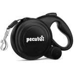 Pecute Retractable Dog Leash with Poo Bag Holder, 10m/32ft Extended dog Leash with 360° Tangle-Free, Anti-Slip Handle and Quick Brake Button, Suitable for Dogs Up to 110lbs/50kg in Weight