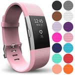 Yousave Accessories Compatible Strap for FitBit Charge 2, Silicone Sport Wristband - (Small - Single Pack, Blush Pink)