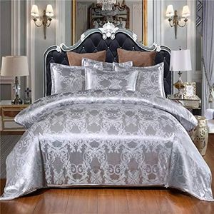 Juego de Cama Jacquard Satén Europeo Retro Tótem Elegante Funda nórdica y Funda de Almohada, Liso, Suave, Cómoda, Poliéster, Funda de edredón con Cremallera (Estilo 2, 240x220 cm - Cama 150 cm)