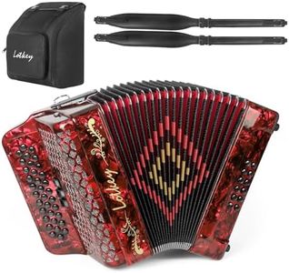 Lotkey 34-Key Diatonic Button Accordion - 3412 Multi tone Accordions, FBE 3 Row Accordion Instrument for Adults, Beginners and Professionals with Updated Portable Bag, Straps (Red)