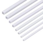 OLYCRAFT 40pcs 4 Size ABS Plastic Square Tube 3/4/5/6mm White ABS Plastic Square Tube Hollow Square Bar Rods Plastic Rod for DIY Sand Table Architectural Model Making