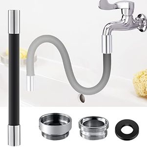 Flexible Water Tap Extender, 360° Tap Aerator Extension Tube Flush Universal Tap Flexible, Splash-Proof Bendable Tap Extension for Kitchen/Bathroom, Black, 50 cm