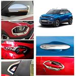 RideoFrenzy Tata Punch & EV Chrome Accessories Kit of 5 items | Healight Garnish | Tail Light Garnish | Mirror Garnish | Handle Cover & Bowl Garnish