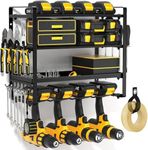 Power Tool Organizer Wall Mount, Heavy Duty Drill Holder, Garage Tool Organizer and Storage, Suitable Tool Rack for Tool Room, Workshop, Garage, Utility Storage Rack for Cordless Drill (Black-1)