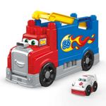 MEGA BLOKS Fisher-Price Toddler Blocks Race Car Building Toy, Build & Race Rig with 16 Pieces, 5 Sounds and Race Track, Red, Kids Age 1+ Years, FVJ01