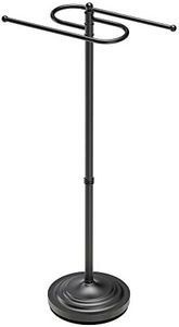 Gatco 1505MX Modern Round Base Floor Standing S Style Towel Holder, 38"H, Matte Black