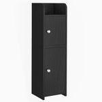 FIONESO Small Bathroom Storage Cabinet, Toilet Paper Storage Cabinet, Bathroom Cabinet with Door and Adjustable Shelves, for Small Spaces, Black