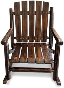 Mosbrisa Rustic Log Wooden Rocking Chair, Handcrafted Solid Fir Wood Outdoor Rocker for Porch, Patio, Heavy-Duty 700 LBS, Weather-Resistant Finish, Natural Charm (Deep Brown)