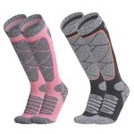 EOAMGO Ski Socks Womens 4-7, Ladies Thermal Ski Socks, Snowboard Skiing Snow Socks, 2 Pairs Long Hose Winter Thick Warm Knee High Boot Socks for Walking Hiking Skiing, Ski Gifts Accessories for Women