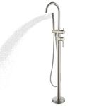 Freestanding Tub Faucet Brushed Nickel Freestanding Bathtub Faucets With Handheld Shower 360 Swivel Tub Filler Standing Spout High Flow Bathroom Metal shower