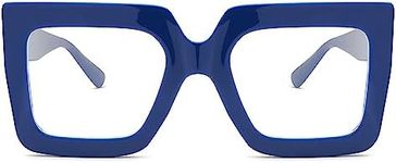 Pro Acme Blue Light Blocking Glasses Big Square Thick Frames Fake Glasses for Women(A06 Blue)