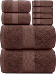 White Classic Luxury Brown Bath Towel Set - Combed Cotton Hotel Quality Absorbent 8 Piece Towels | 2 Bath Towels | 2 Hand Towels | 4 Washcloths [Worth $72.95] 8 Pack | Brown