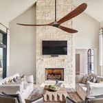 Haipeel Wood Ceiling Fans without Lights, 84 Inch Extra Large Ceiling Fan no Light with Remote, High CFM Indoor Outdoor Ceiling Fan no Light 3 Blade Propeller for Patios Farmhouse Garage, Dark Walnut