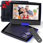 SUNPIN 11" Portable DVD Player for Car and Kids with 9.5 inch HD Swivel Screen, 5 Hour Rechargeable Battery, Dual Earphone Jack, Supports SD Card/USB/CD/DVD, with Extra Headrest Mount Case (Blue)