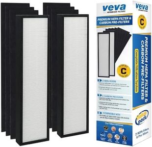 Veva 2 HEPA Air Filters & 6 Carbon Pre-Filters Replacement Filter C Compatible with Germguardian FLT5000/FLT5111 FLT5250PT, AC5000, AC5000E, AC5250PT, AC5350B, AC5350BCA, AC5350W, AC5300B